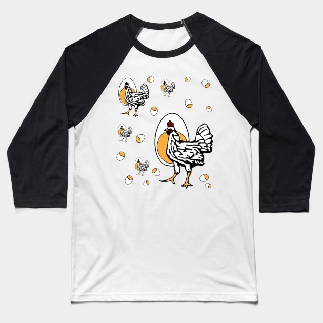 Funny Cackling TV Mom Chicken Egg Shirt Baseball T-Shirt by charlescheshire